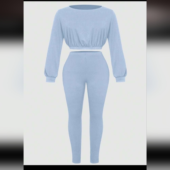 Women's Light Blue Ribbed Set - Picture 3 of 4